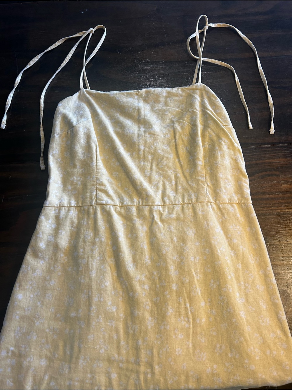 Abercrombie Linen Light Yellow Floral Tie-Strap Sundress
